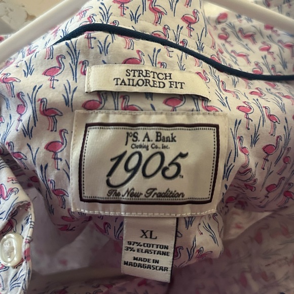 Jos A Bank 1905 Men’s Short Sleeve Button Down Shirt Flamingo Print Size XL - Picture 3 of 9